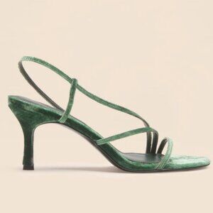 Reformation Marylou Velvet Slingback Sandals Emerald Green Size 8.5